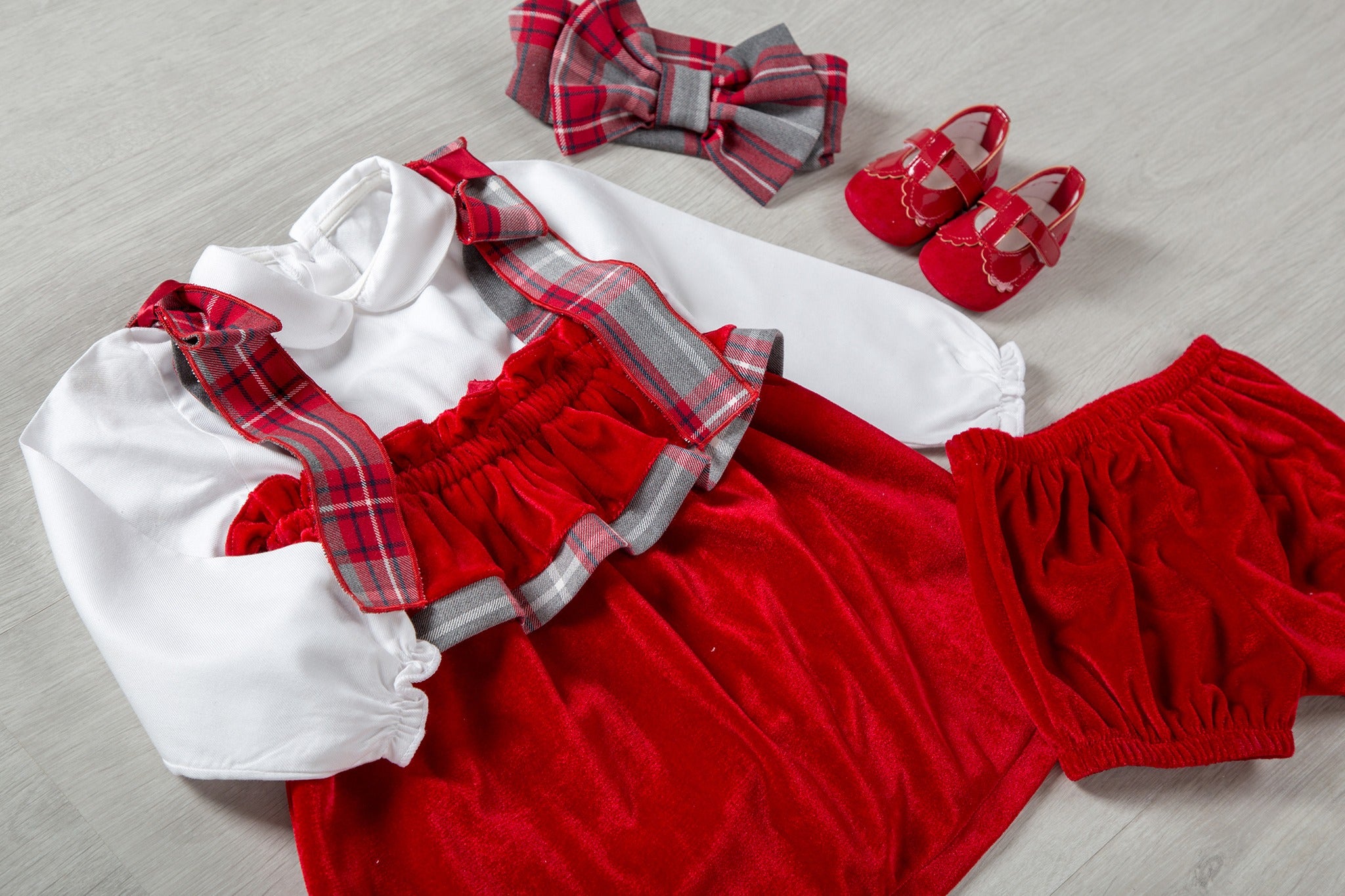 Completo natalizio bimba con gonnellina Babyvip