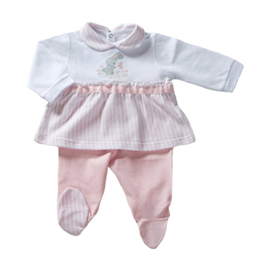 Due pezzi con stampa coniglietto e righine bimba Babyvip T3547/03