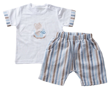 Due pezzi bimbo con righine e orsetti Babyvip T7677/04