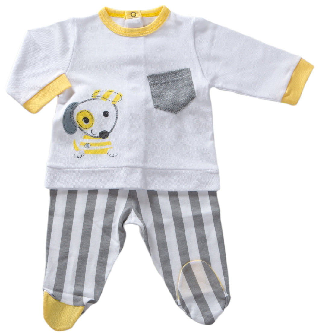 Due pezzi con cagnolino e righine Babyvip T3545/06