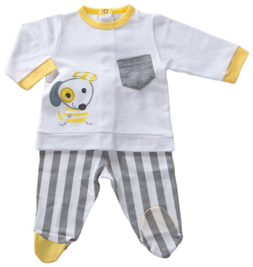 Due pezzi con cagnolino e righine Babyvip T3545/06