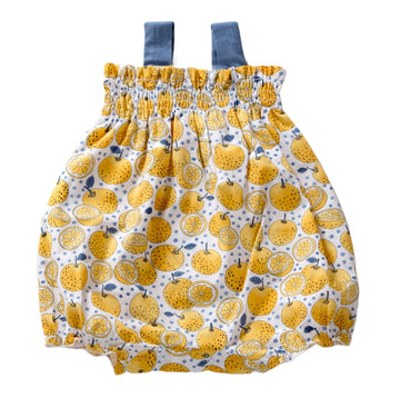 Pagliaccetto bimba smanicato limoni con bretelle Babyvip T2586/06