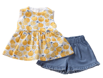 Completo due pezzi con limoni per bimba Babyvip T7808/06