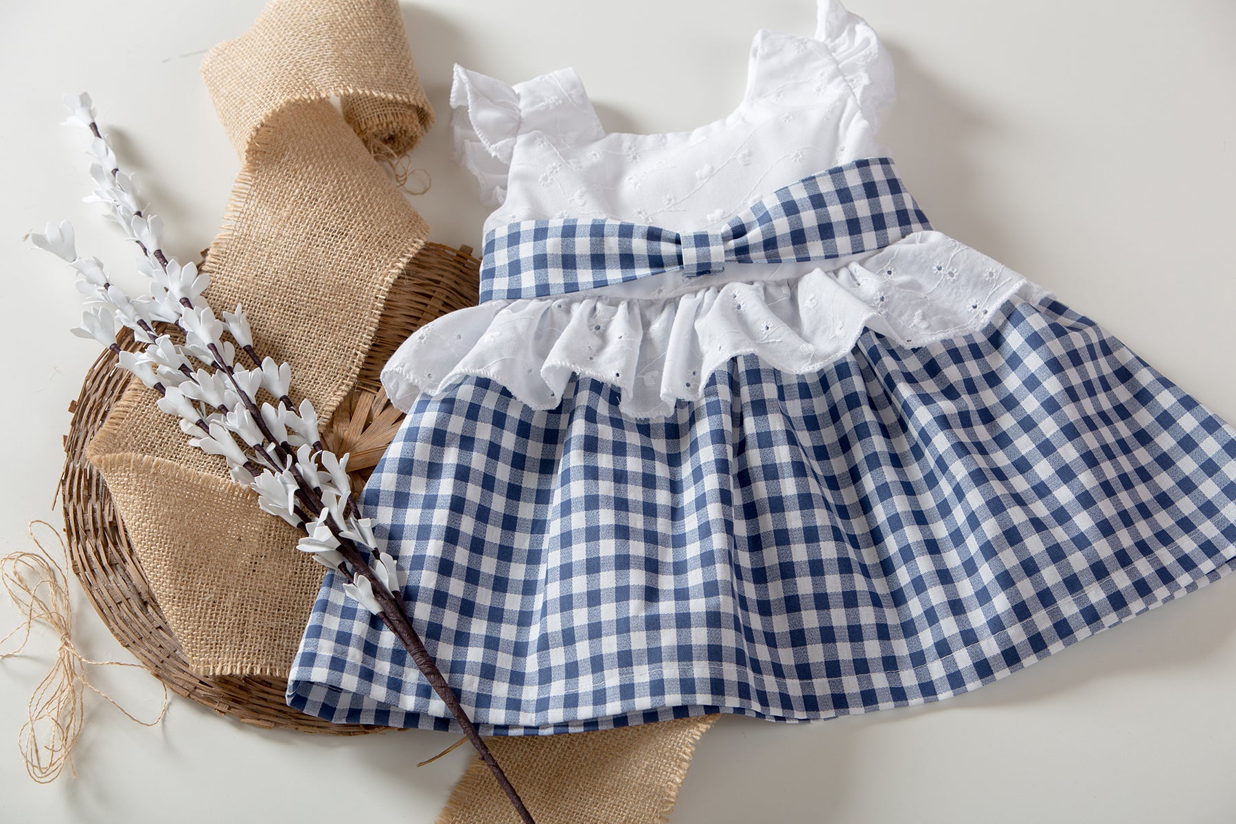 Vestitino con copri pannolino a scacchi bimba Babyvip T7637/08