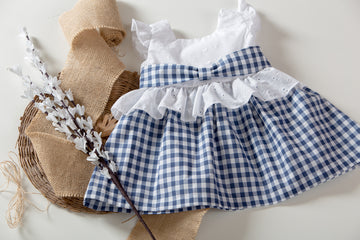 Vestitino con copri pannolino a scacchi bimba Babyvip T7637/08