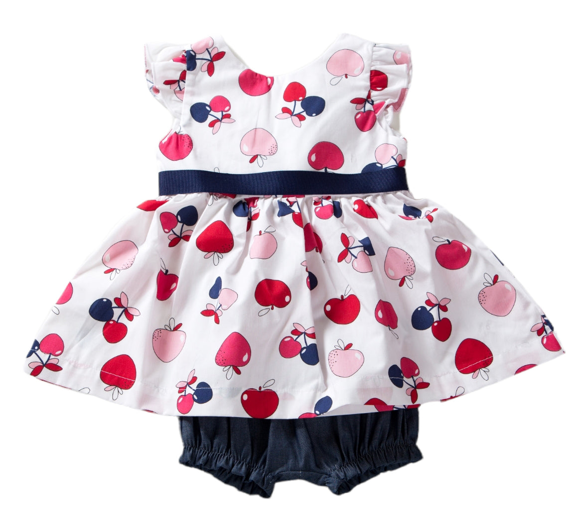 Abitino con copri pannolino stampa frutta bimba Babyvip T7751/07