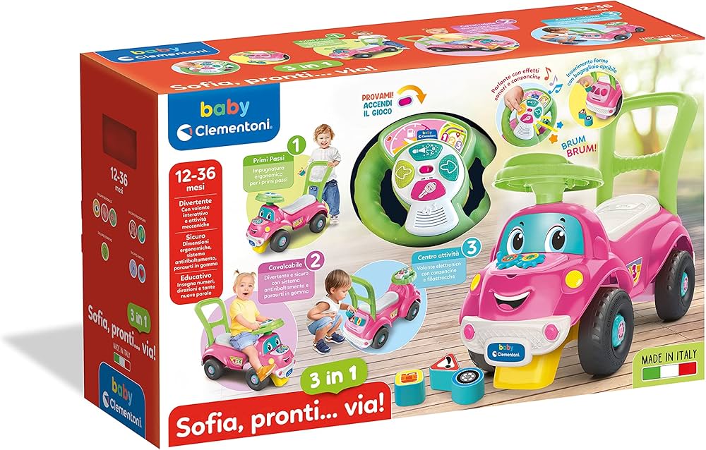 Macchinina Cavalcabile 3 in 1, Gioco Educativo Parlante con Luci e Suoni Clementoni