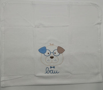 COPERTINA NASCITA BIMBO CON CAGNOLINO RICAMATO GARY