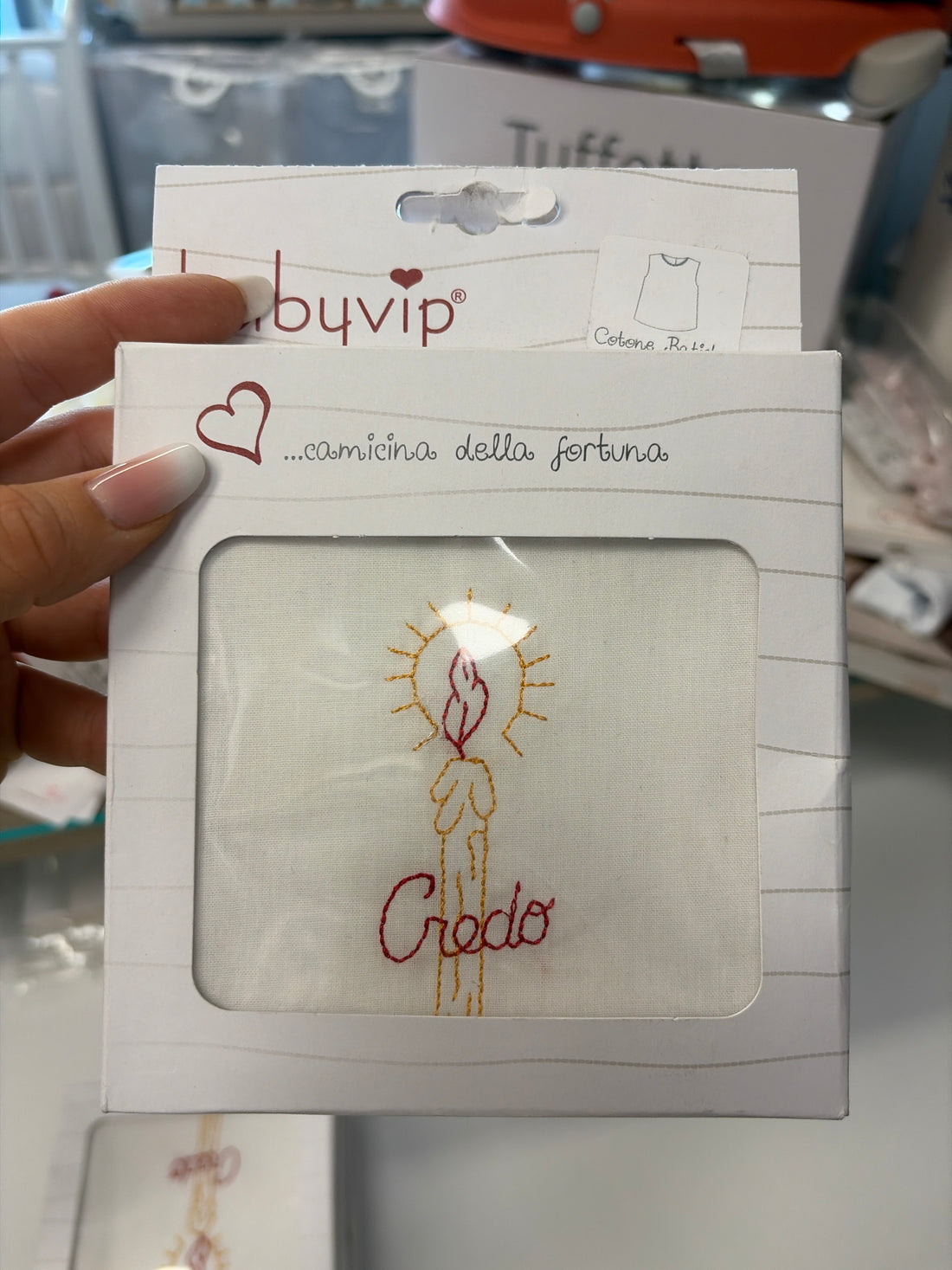 Veste bianca battesimale in tela di cotone con ricamo Babyvip