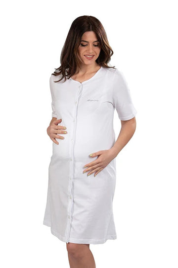 Camicia da notte clinica aperta davanti mezza manica con strass