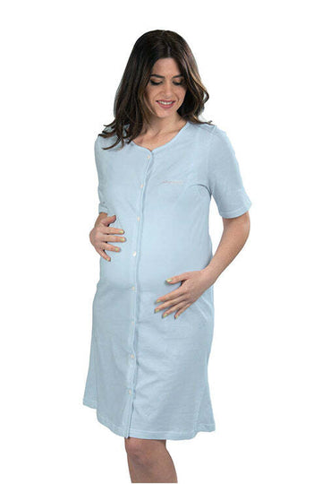 Camicia da notte clinica aperta davanti mezza manica con strass