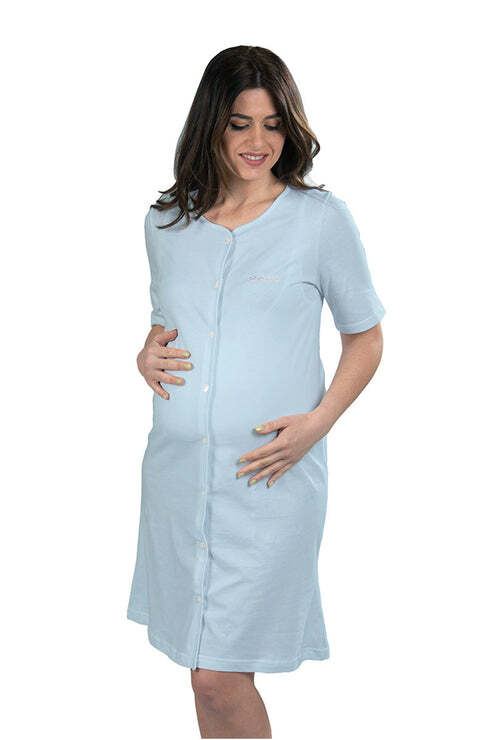 Camicia da notte clinica aperta davanti mezza manica con strass