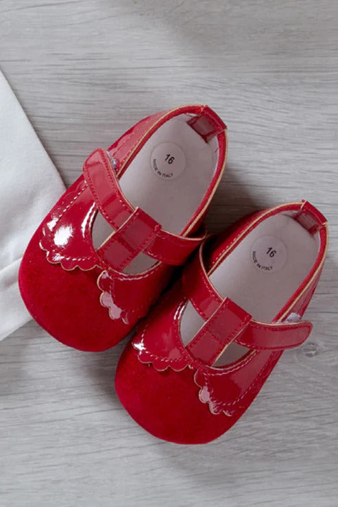 Prima scarpina in velluto con applicazione in vernice bimba Babyvip