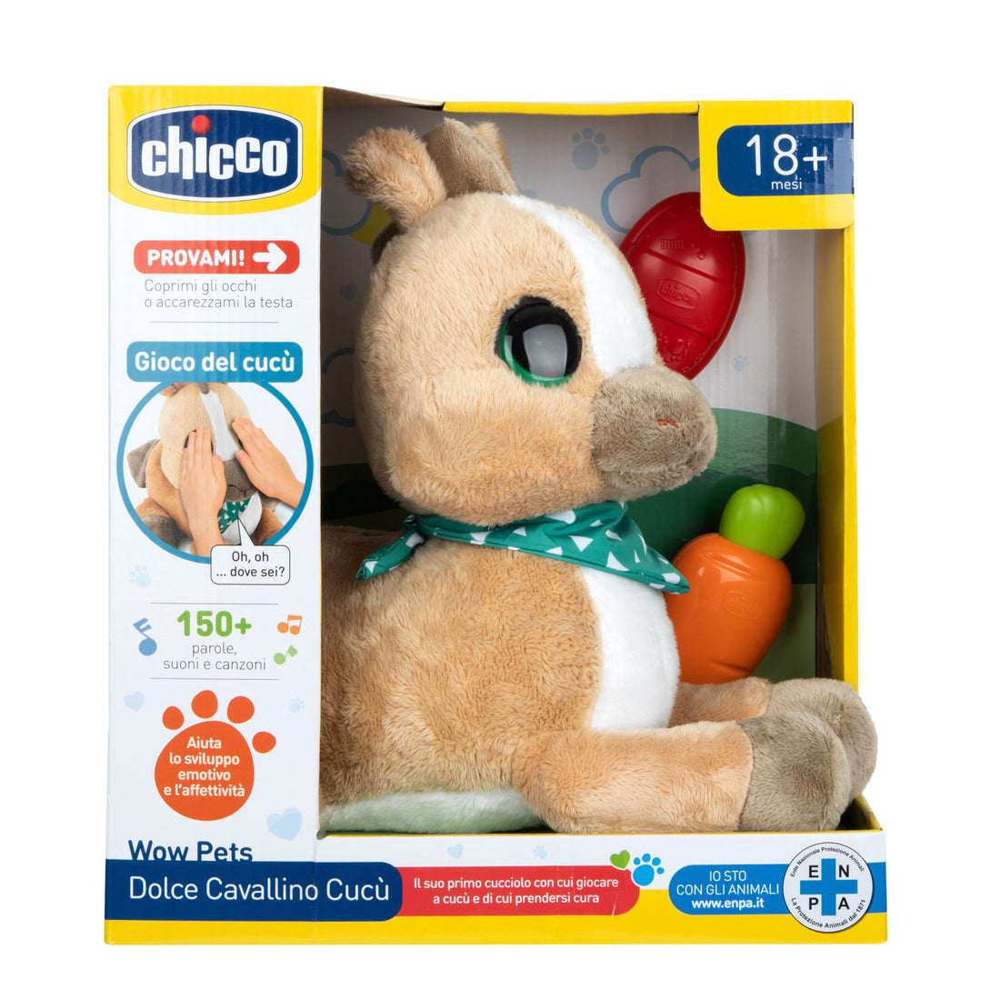 Dolce Cavallino Cucù, Peluche Interattivo Elettronico 2 in 1, da 18+ Mesi, Chicco