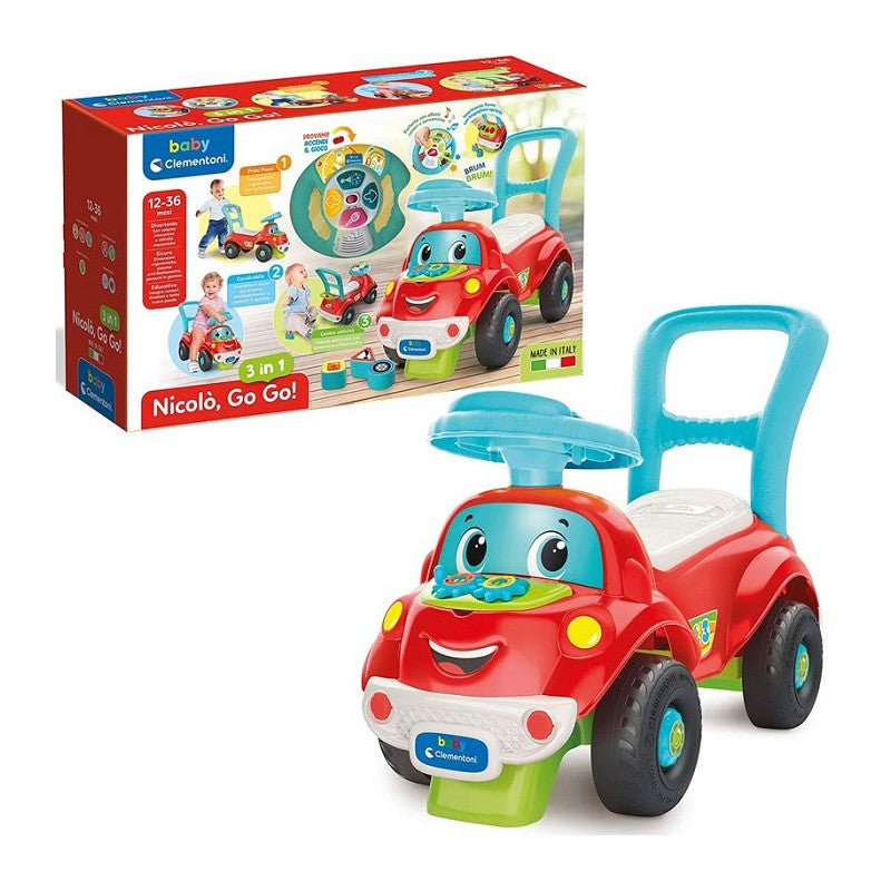 Macchinina Cavalcabile 3 in 1, Gioco Educativo Parlante con Luci e Suoni Clementoni