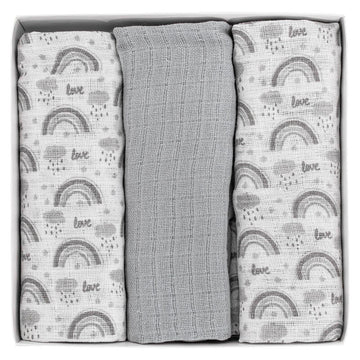 Mussoline grigie in garza di cotone 70x70 Melanie