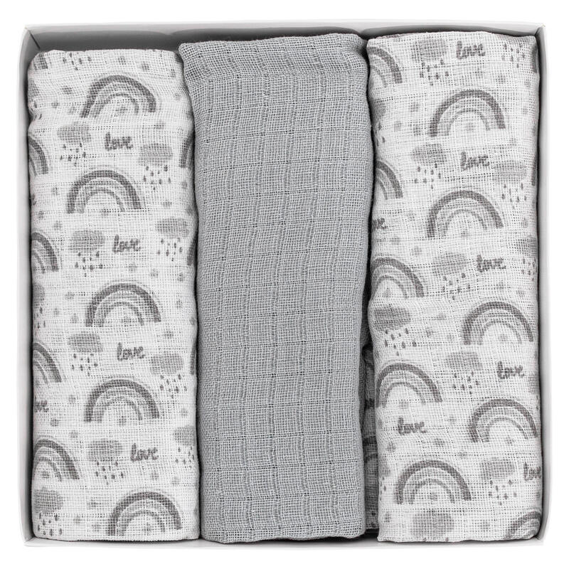 Mussoline grigie in garza di cotone 70x70 Melanie