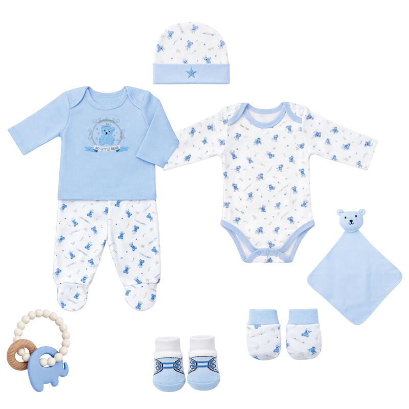 SET CORREDINO PRIMA NASCITA 7 PEZZI IN CALDO COTONE
